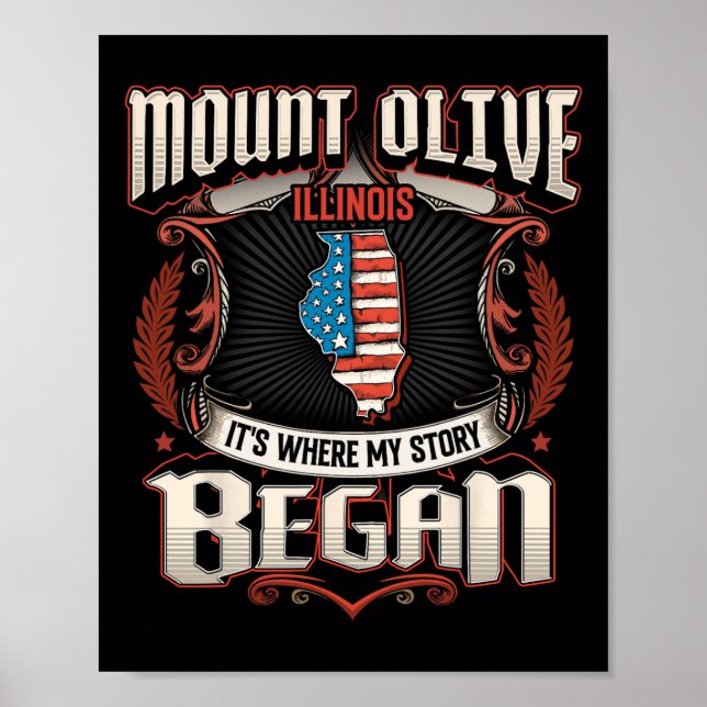 Póster Monte Olive Illinois Bandera De Eeuu 4 De Julio (Frente)