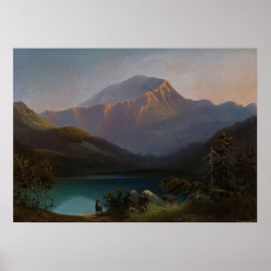 Póster Monte Pyszna con el lago Smreczyny en el Koście