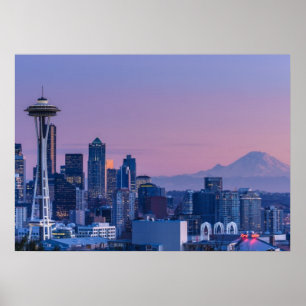 Póster Monte Rainier al fondo.