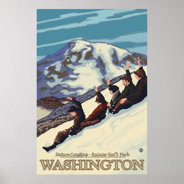 Póster Monte Rainier - Costa de la Naturaleza - Afiche de (Frente)