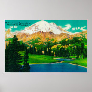 Póster Monte Rainier del lago Tipsoo en el paso de Chinoo