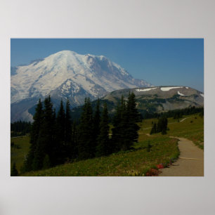 Póster Monte Rainier desde el sendero Sourdough Ridge