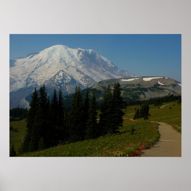 Póster Monte Rainier desde el sendero Sourdough Ridge (Frente)