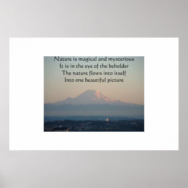 Póster Monte Rainier Fotografía con un poema (Frente)