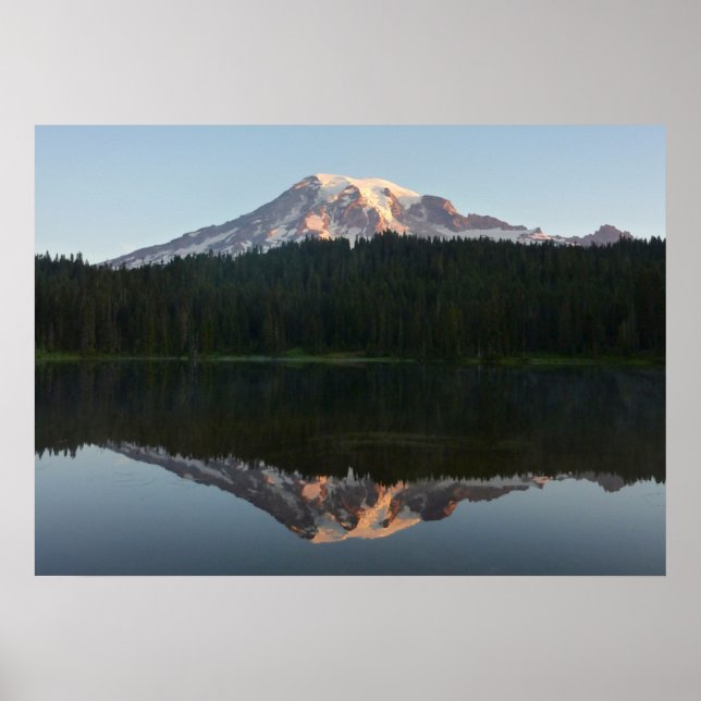 Póster Monte Rainier Reflejado Amanecer I (Frente)