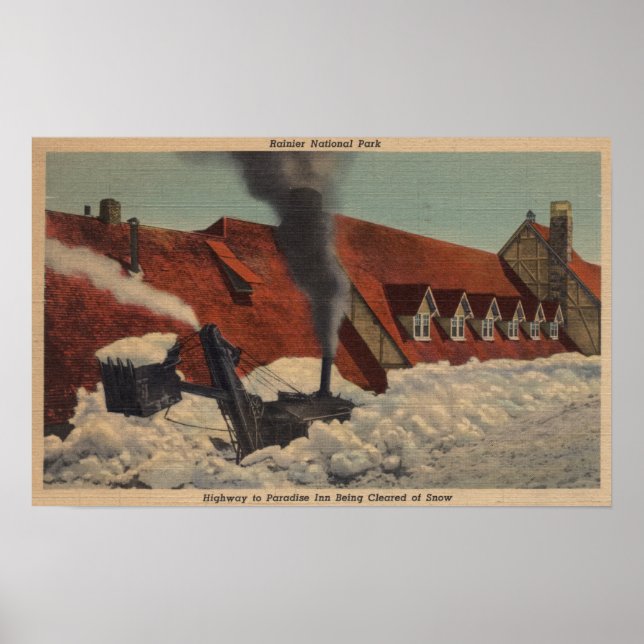 Póster Monte Rainier, WA - Paradise Inn (Frente)