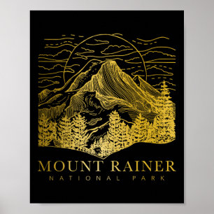 Póster Monte Rainier Washington Montaña Mt Climbing Cumbr