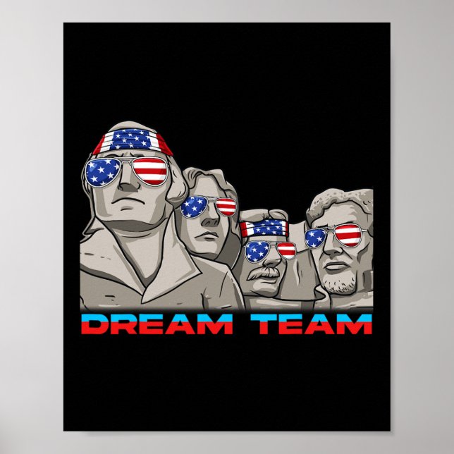 Póster Monte Rushmore 4 De Julio Funny Preside Patriótico (Frente)