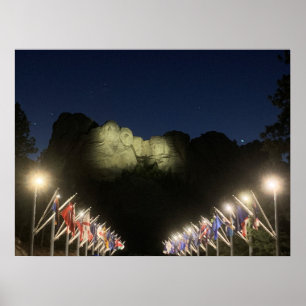 Póster Monte Rushmore de noche