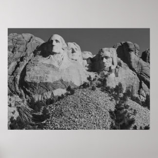 Póster Monte Rushmore Poster blanco y negro