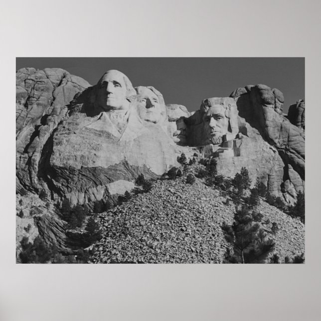 Póster Monte Rushmore Poster blanco y negro (Frente)