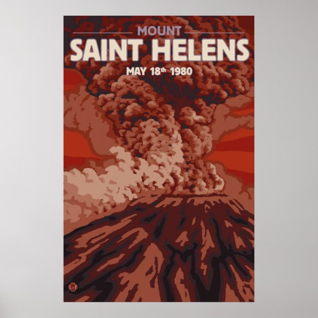 Póster Monte Saint Helens - Explosión - Afiche de viaje (Frente)