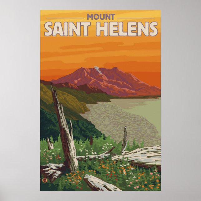 Póster Monte Saint Helens - Lago Espíritu - Afiche de via (Frente)