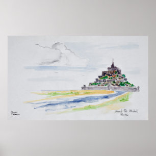 Póster Monte Saint-Michel, Normandía, Francia
