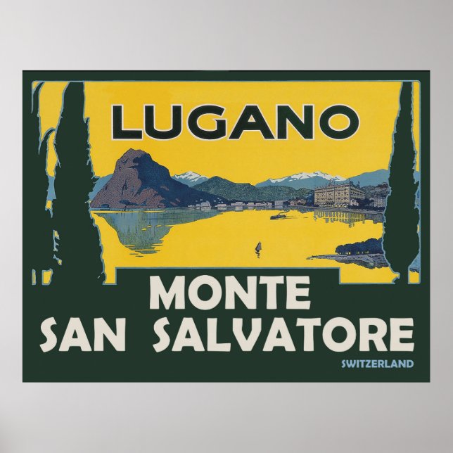 Póster Monte San Salvatore, vistas al lago de lugano (Frente)