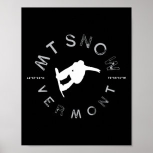 Póster Monte Snow Vermont Grave tablero de nieve T Shi