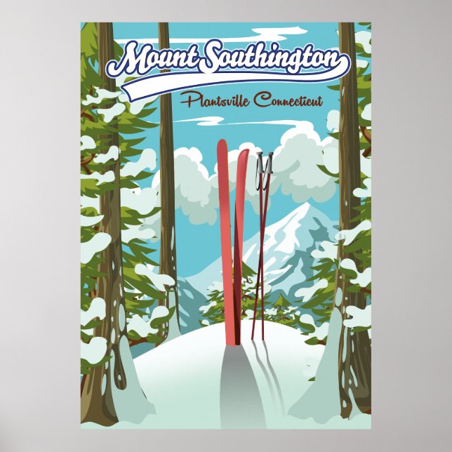Póster monte southington plantsville, esquí de conecticut (Frente)