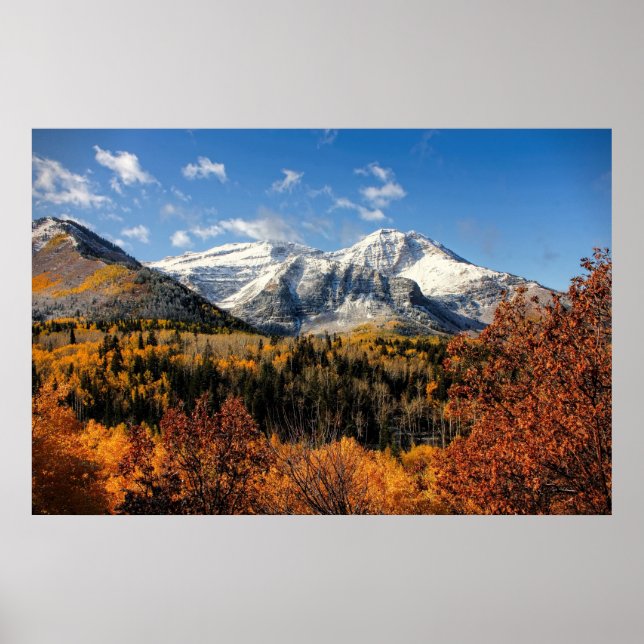 Póster Monte Timpanogos en las montañas de Utah en otoño (Frente)