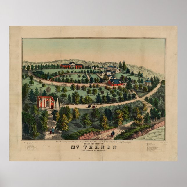 Póster Monte Vernon, Virginia (1859) (Frente)