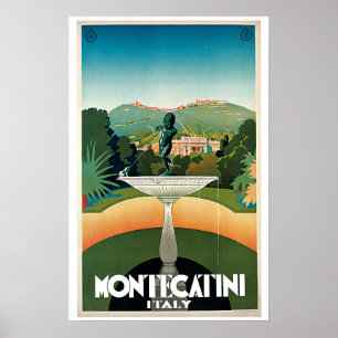 Póster Montecatini Italia Viaje italiano de época