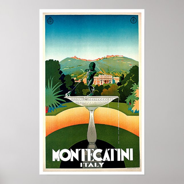 Póster Montecatini Toscana Italia Viajes de época (Frente)