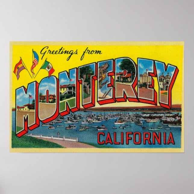 Póster Monterey, California - Escenas de letras grandes 2 (Frente)
