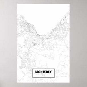 Póster Monterey, California (negro sobre blanco)