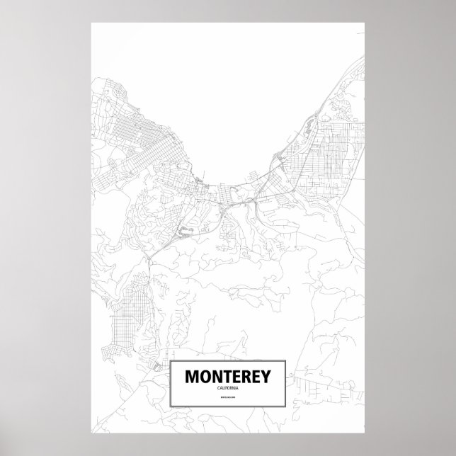 Póster Monterey, California (negro sobre blanco) (Frente)