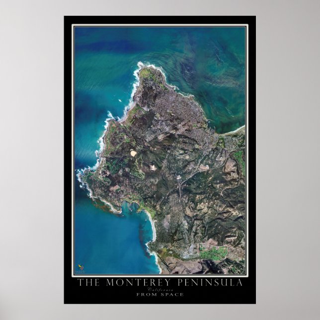 Póster Monterey Peninsula of California Satellite Map  (Frente)
