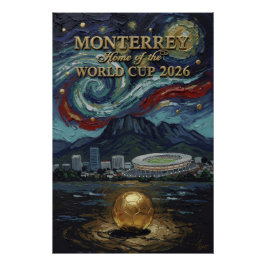 Póster Monterrey 2026 Fútbol Arte de Fútbol de Lujo para