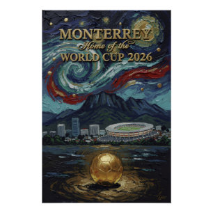 Póster Monterrey 2026 Fútbol Arte de Fútbol de Lujo para