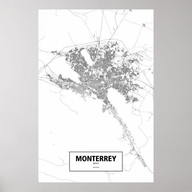 Póster Monterrey, México (negro sobre blanco) (Frente)