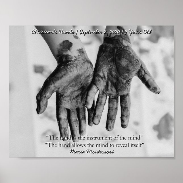 Póster Montessori Sensorial Hands Cita Keepsake (Frente)