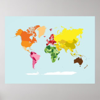 Póster Montessori World Map Wall Art Print