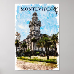 Póster Montevideo Uruguay Vista Ciudad