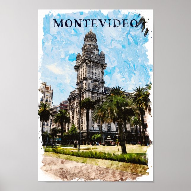 Póster Montevideo Uruguay Vista Ciudad (Frente)