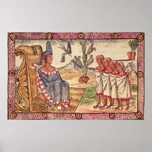 Póster Montezuma II y sus enviados españoles