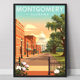 Póster Montgomery Alabama Antiguo