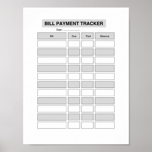Póster Monthly Bill Payment Tracker  (Frente)