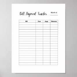 Póster Monthly Bill Payment Tracker Log