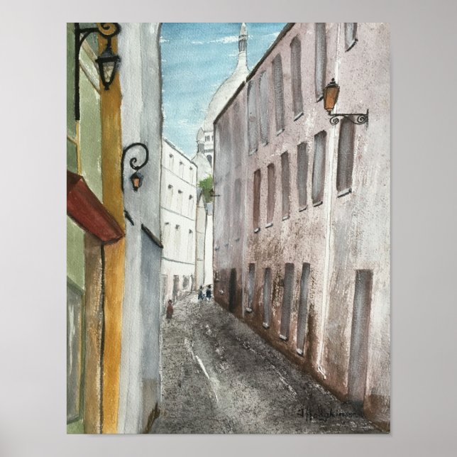PÓSTER MONTMARTRE, PARIS, WATERCOLOR (Frente)
