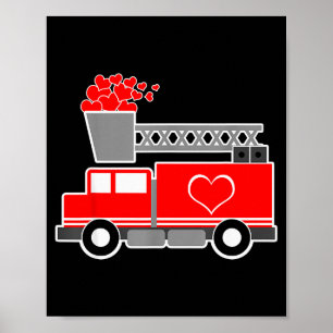 Póster Montones De Amor Camión De Bomberos Día De San Val