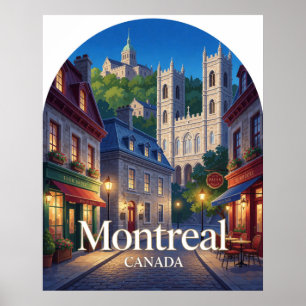 Póster Montreal Antigua Arquitectura de Quebec Viajes 