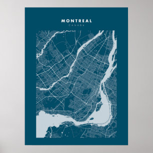 Póster Montreal - Canadá Poster del Mapa de la Ciudad Azu