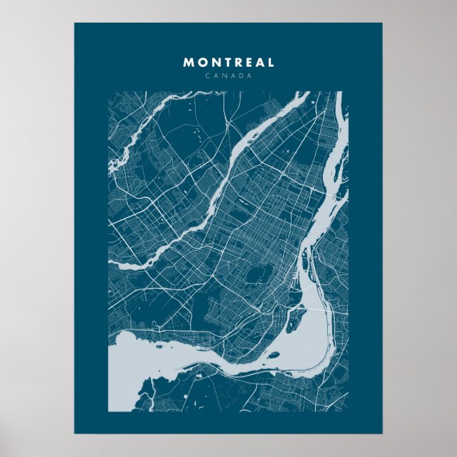 Póster Montreal - Canadá Poster del Mapa de la Ciudad Azu (Frente)