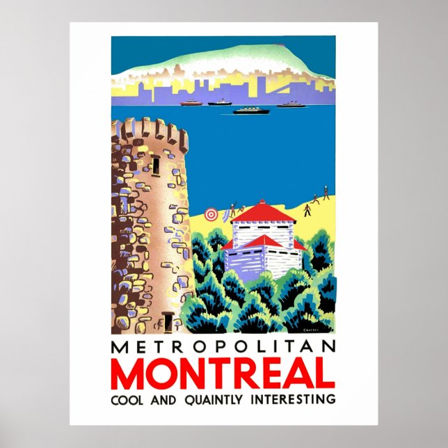 Póster Montreal, Canadá, viaje vintage (Frente)
