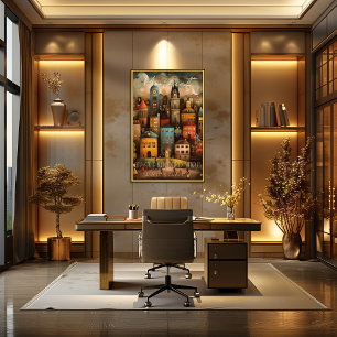 Póster Montreal: City of a Hundred Steeples,Whimsical Art