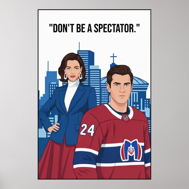Póster Montreal Metros Hockey Player Motivation Art (Frente)