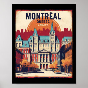 Póster Montreal Quebec Canada 1950 Viajes de época Touris