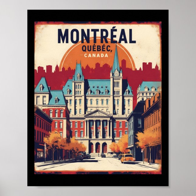 Póster Montreal Quebec Canada 1950 Viajes de época Touris (Frente)